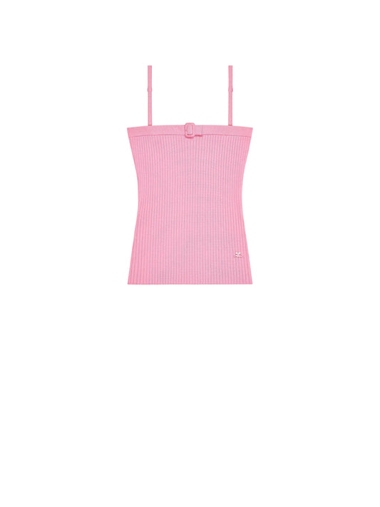 WOMEN - TOP BOUCLE EN MAILLE CÔTELÉE Rose - Courrèges
