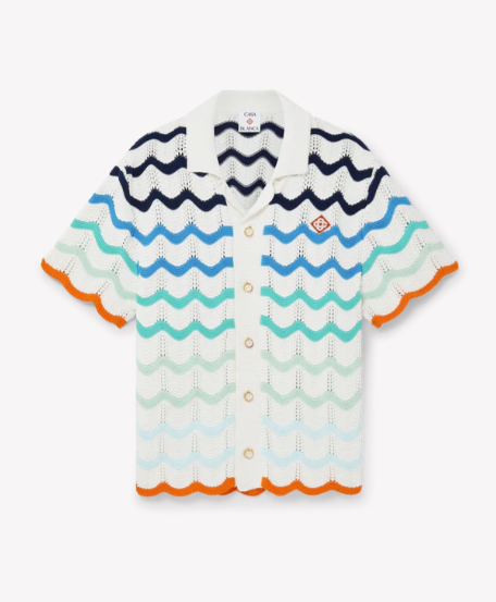 MEN - Gradient waves crochet Shirt Mutli/White Beach Capsule - Casa Blanca