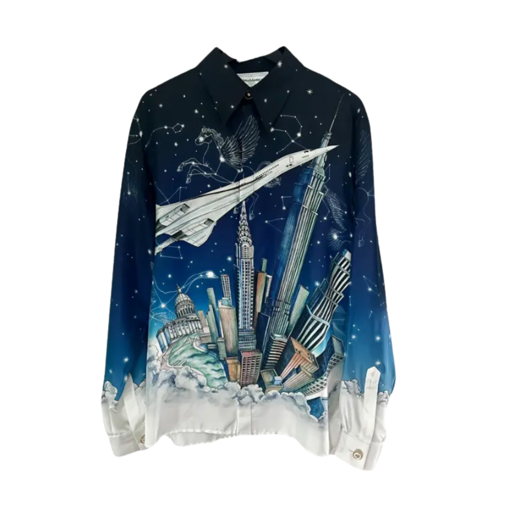 MEN - SILK SHIRT LONG SLEEVE VOL DE NUIT - Casa Blanca