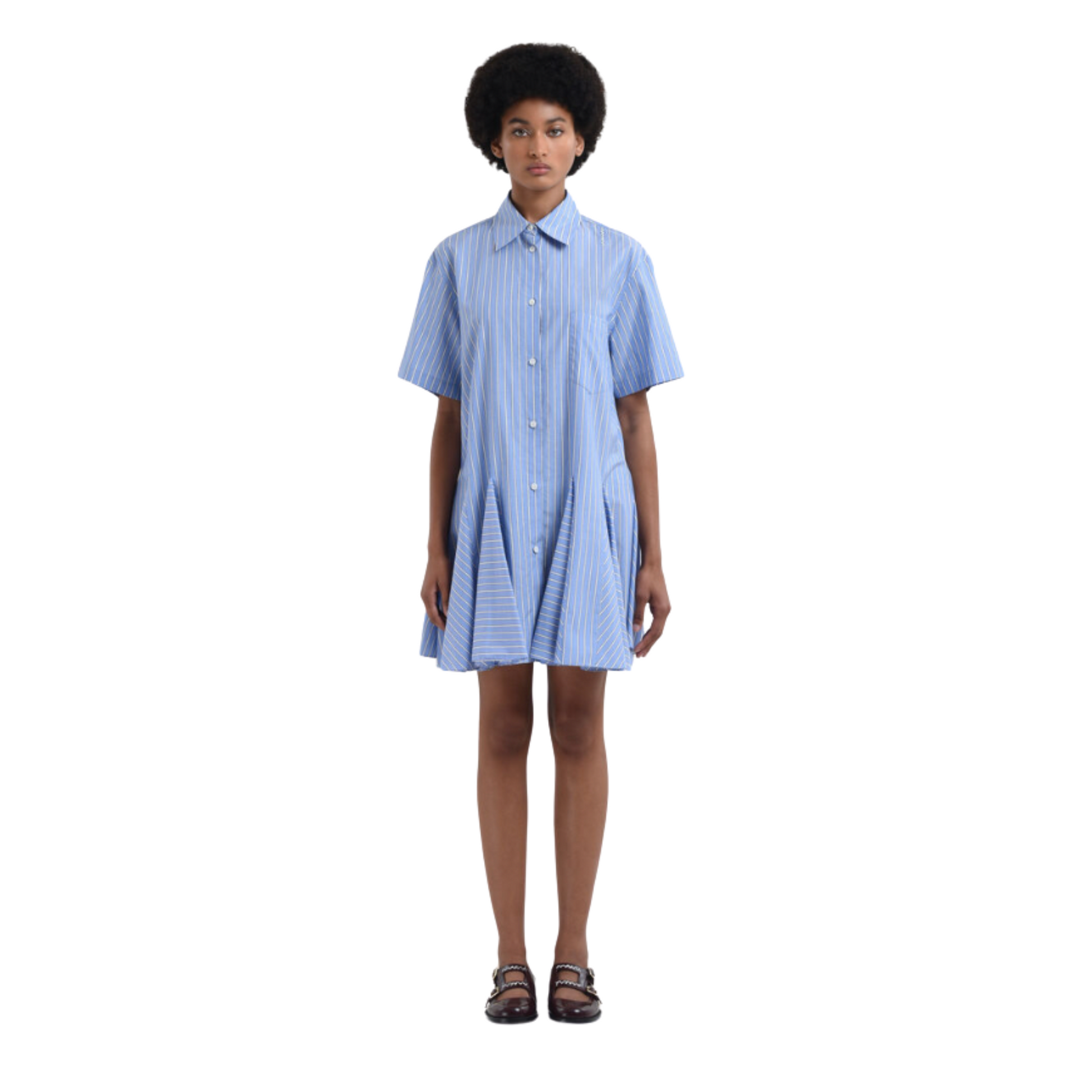 WOMEN - Robe chemise en popeline rayé bleu - Marni