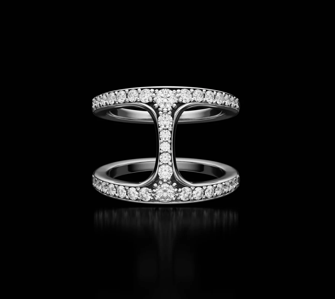RING DAME PHANTOM WITH DIAMONDS WHITE GOLD - Hoorsenbuhs