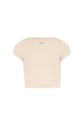 WOMEN - COTTON RIBBED CROPPED BABY TEE BEIGE - JPG