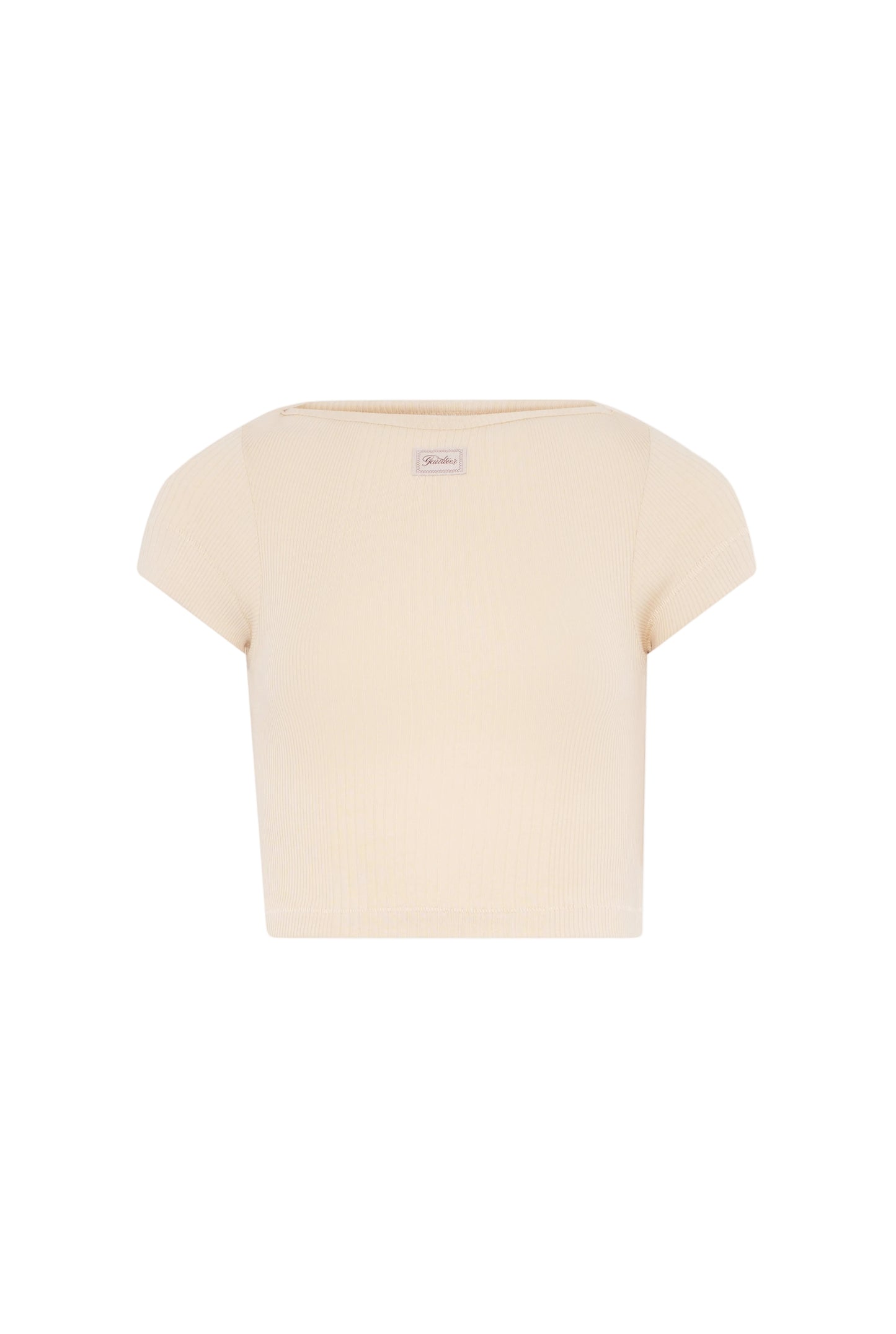 WOMEN - COTTON RIBBED CROPPED BABY TEE BEIGE - JPG