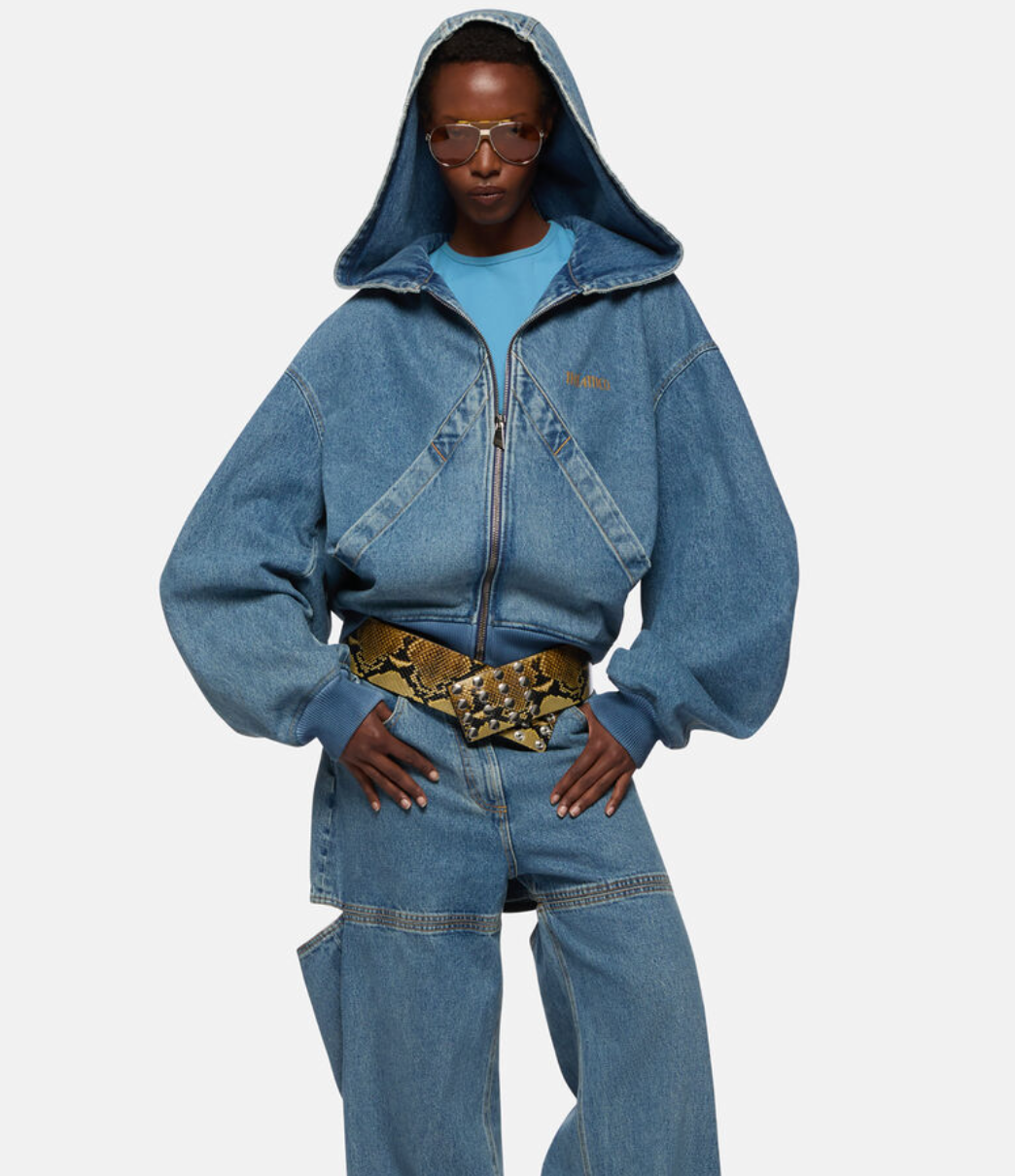 WOMEN - ZIP BOMBER SKY BLUE DENIM - The Attico