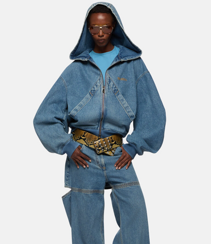 WOMEN - ZIP BOMBER SKY BLUE DENIM - The Attico