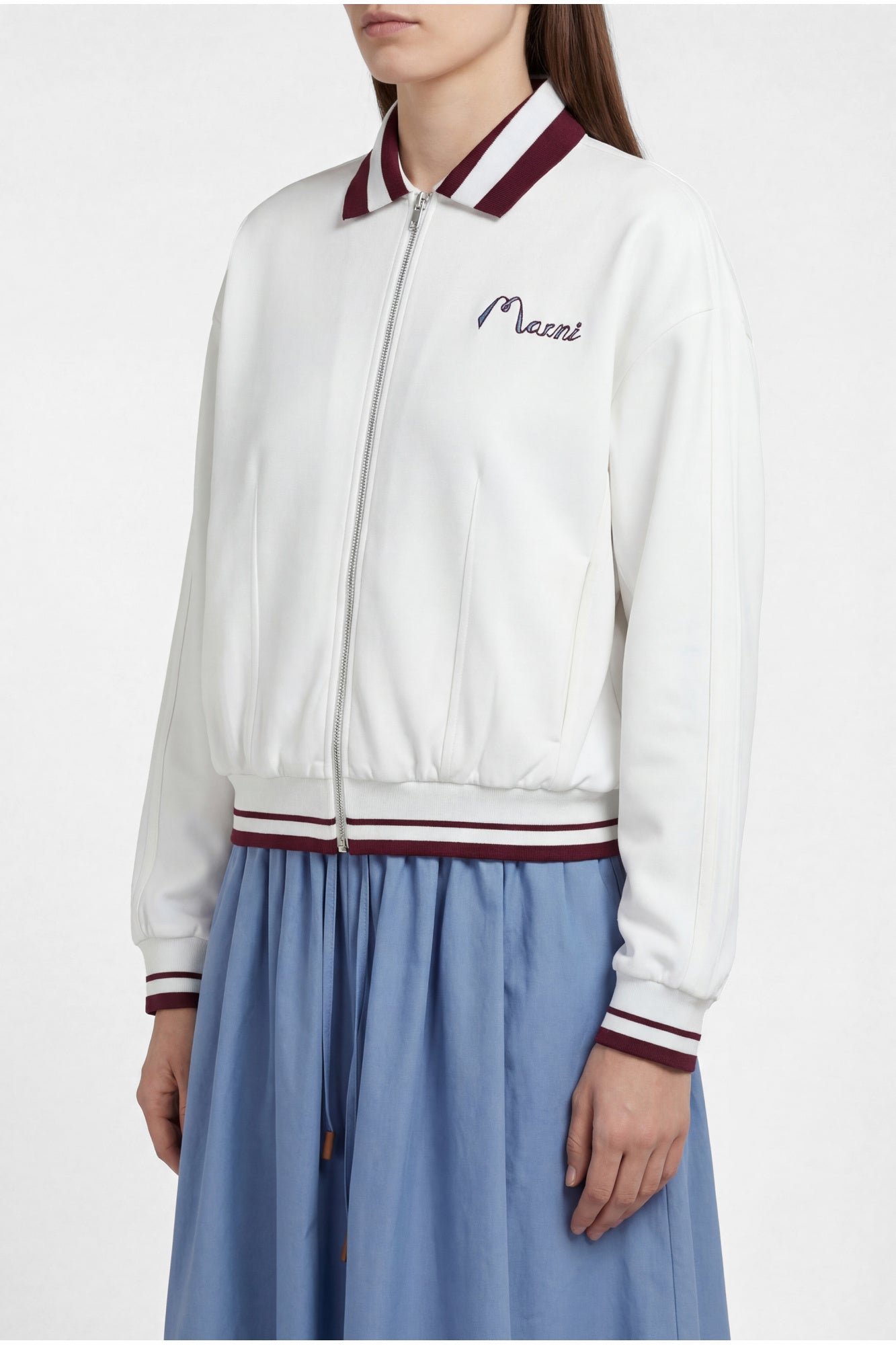 WOMEN - WHITE SWEATSHIRT WITH COLLAR - Marni