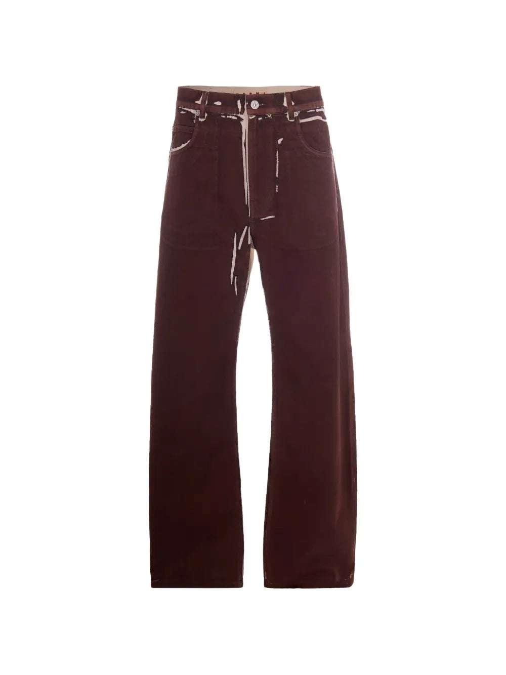 MEN - Pantalon cargo en denim marron avec détails imprimés - Marni