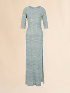 WOMEN - Robe en lin côtelé bleu avec motif ondulé - Marni