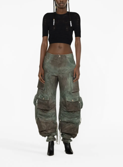 WOMEN - LONG DENIM PANTS CAMOUFLAGE GREY/RUST - The Attico