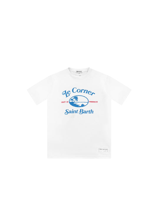 MEN - BUCKET T-SHIRT White/Blue/Red - Le Corner Saint Barth