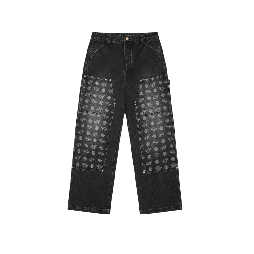 MEN - DIAMONDS & DOLLARS DENIM CARPENTER PANTS BLACK - BBC