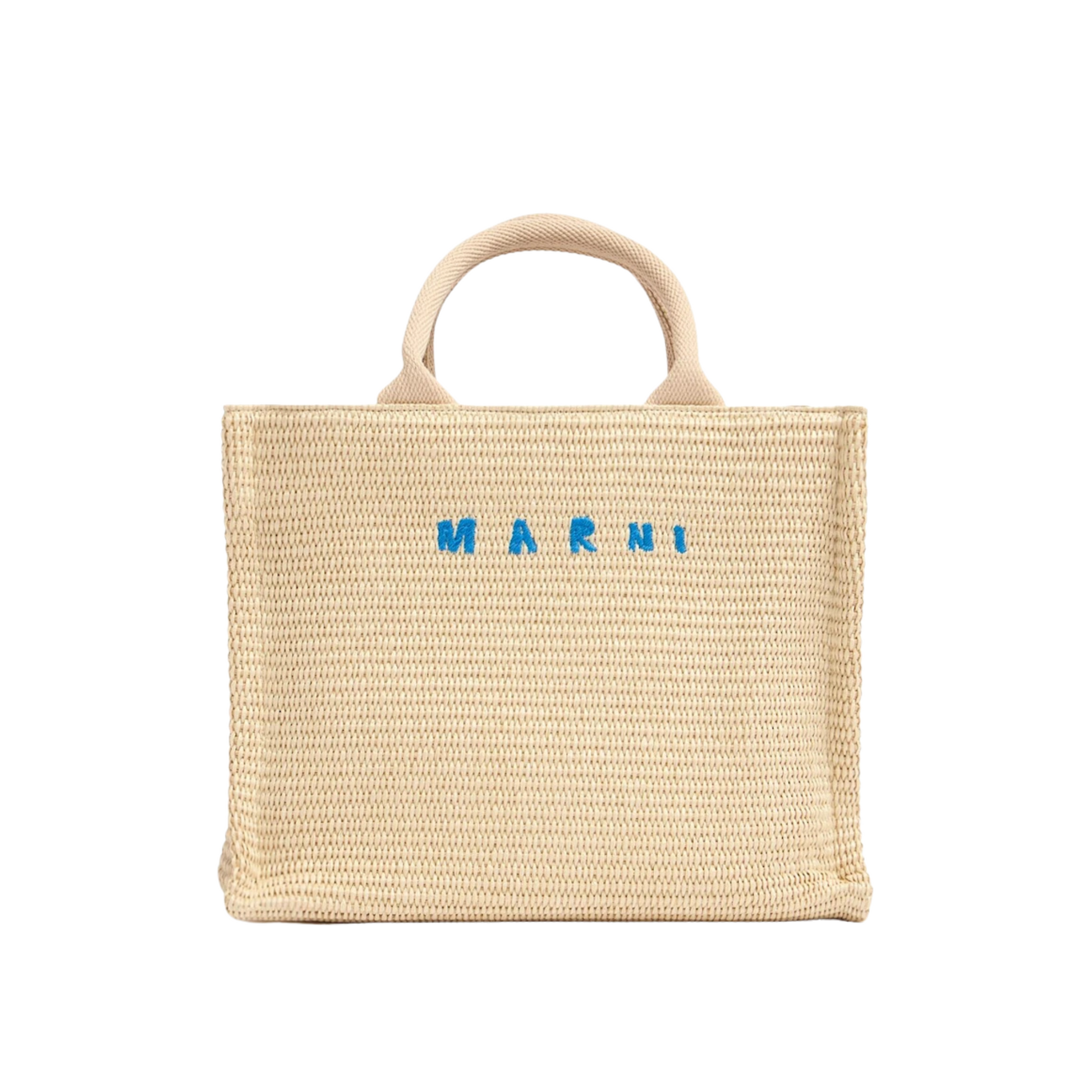 WOMEN - SAC CABAS EN RAFIA MINI Beige/Bleu - Marni
