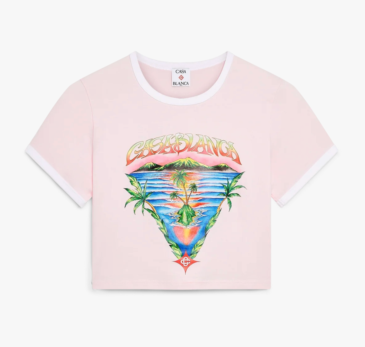 WOMEN-Innocence Triangle Short Sleeve T‑Shirt PINK-CASA BLANCA