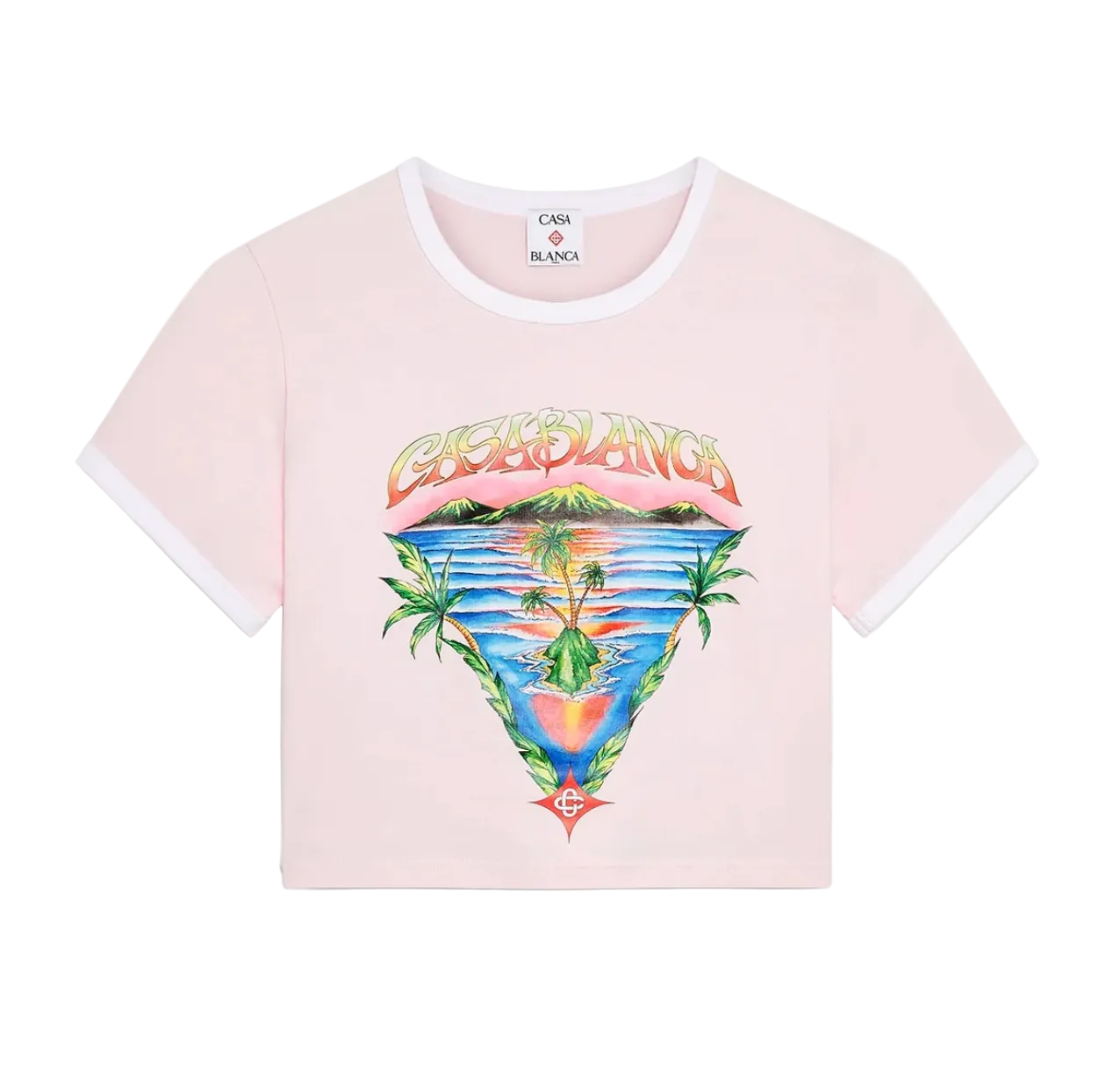 WOMEN-Innocence Triangle Short Sleeve T‑Shirt PINK-CASA BLANCA