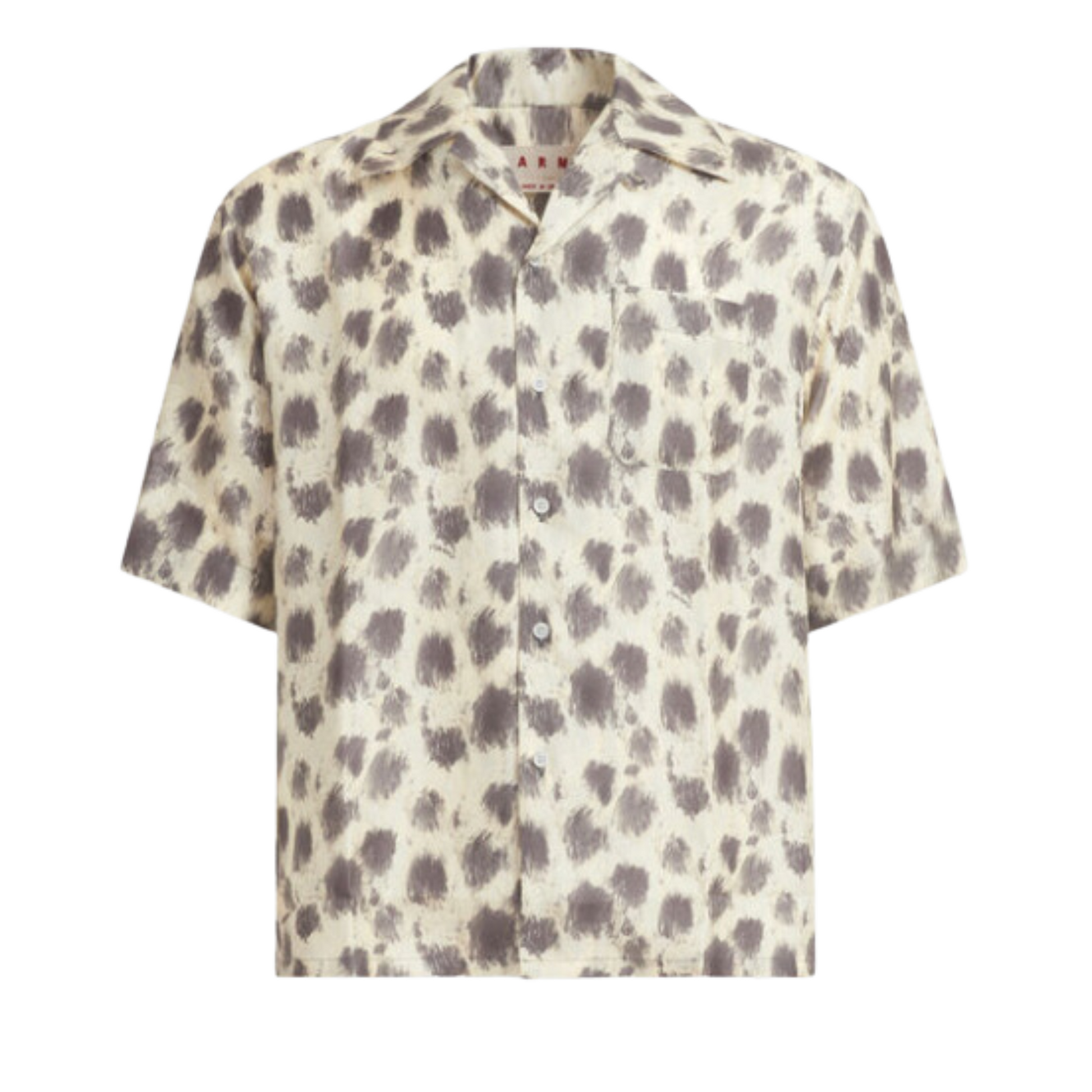 MEN -Chemise en soie jaune clair imprimé Leopard - Marni