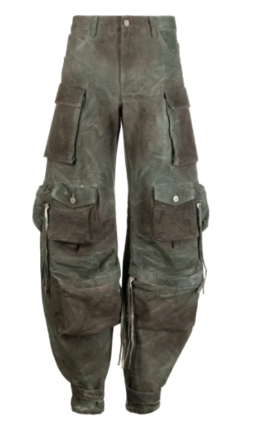 WOMEN - LONG DENIM PANTS CAMOUFLAGE GREY/RUST - The Attico