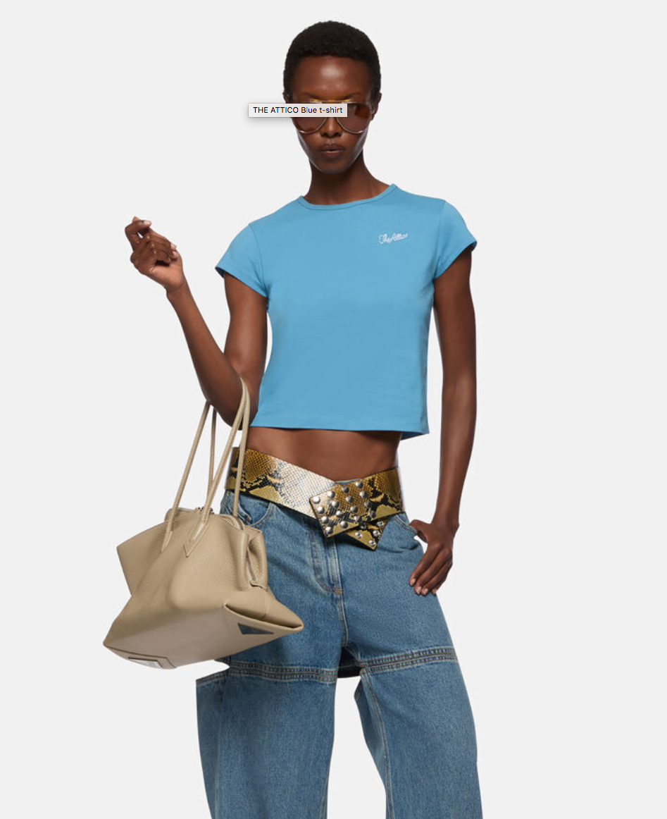 WOMEN - T-SHIRT BLUE WITH LOGO - The Attico