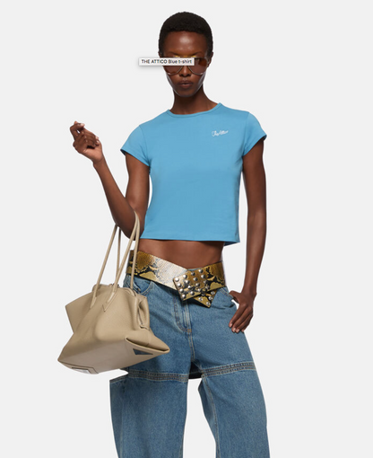 WOMEN - T-SHIRT BLUE WITH LOGO - The Attico