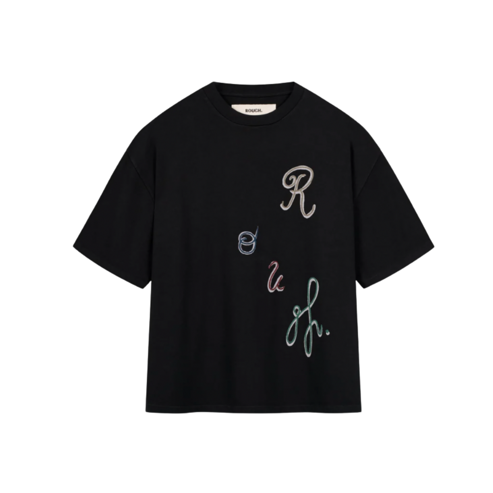 MEN - FLORAL CHAIN T-SHIRT - Black - Rough
