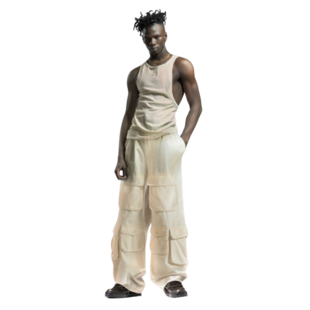 MEN - CARGO PANTS WIDE CREAM - Untitled Artworks