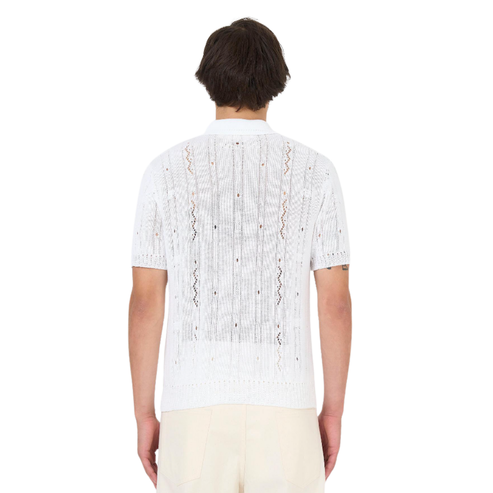 MEN - POLO COTTON CABLE OPENWORK White - Marni
