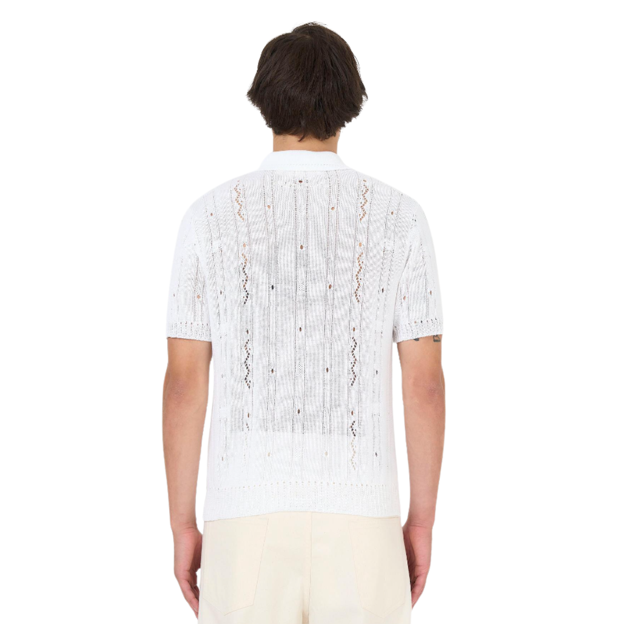 MEN - POLO COTTON CABLE OPENWORK White - Marni
