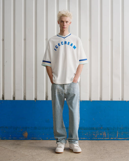 MEN - V NECK SPORTS JERSEY WHITE - Ice Cream