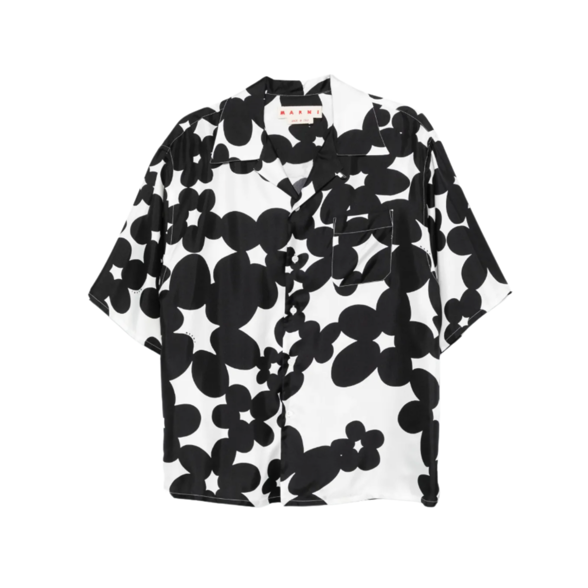 MEN - Chemise en soie Dillies Black/White - Marni