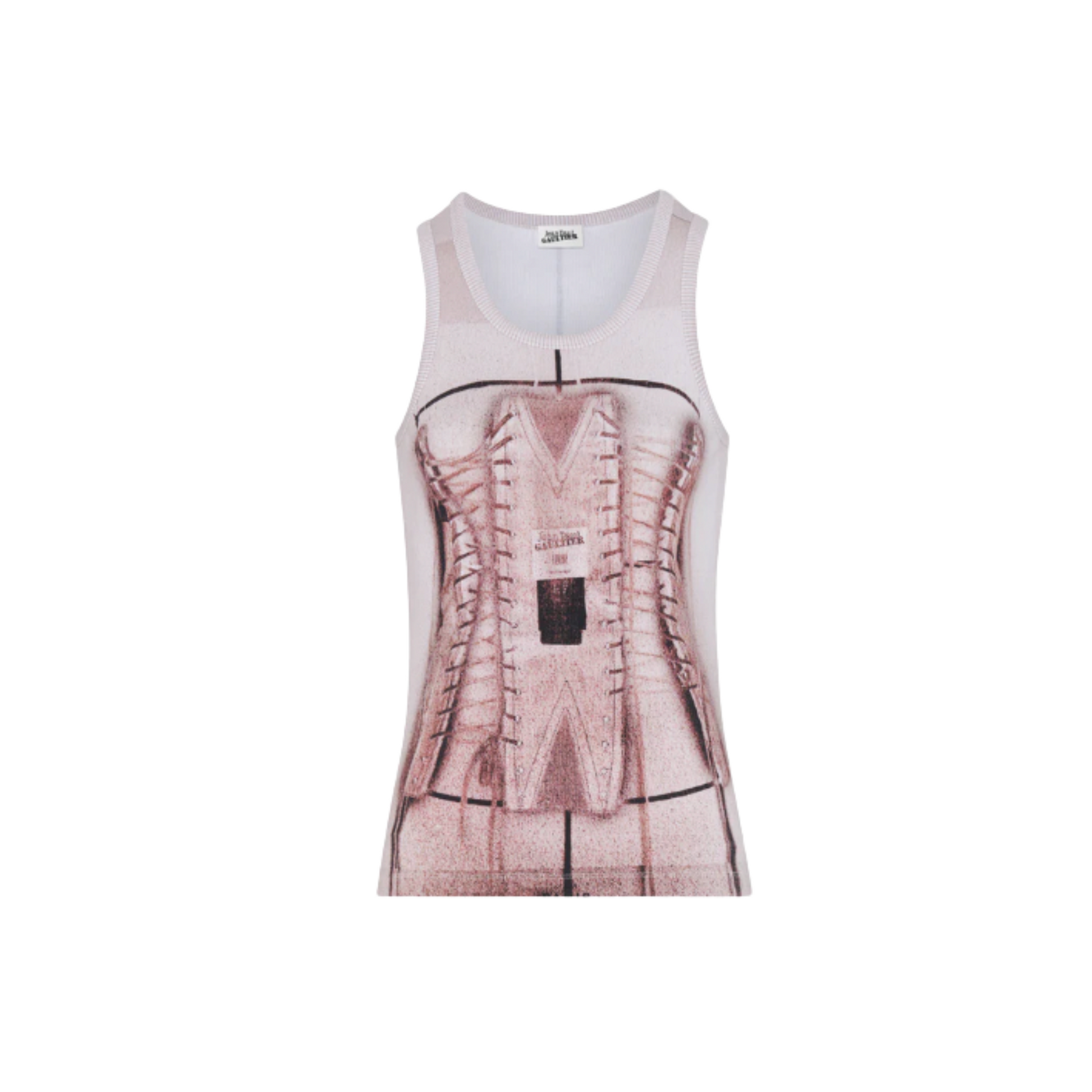 WOMEN - COTTON RIBBED TANK TOP PRINTED "TROMPE L'ŒIL CORSET" - JPG