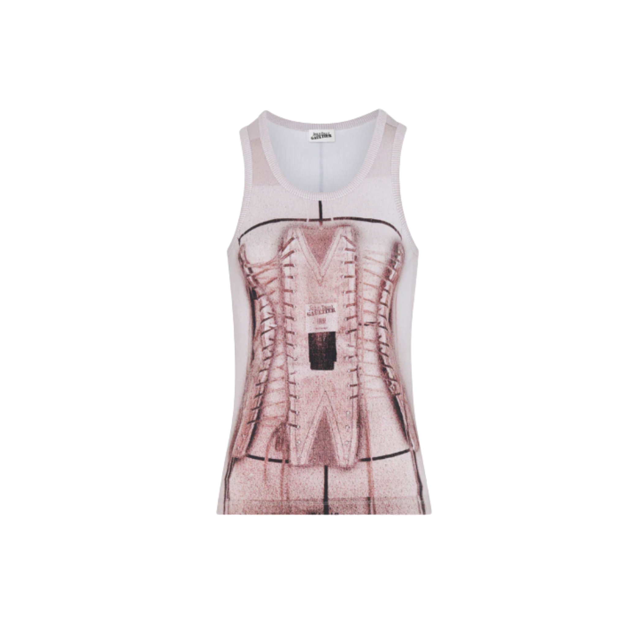 WOMEN - COTTON RIBBED TANK TOP PRINTED "TROMPE L'ŒIL CORSET" - JPG