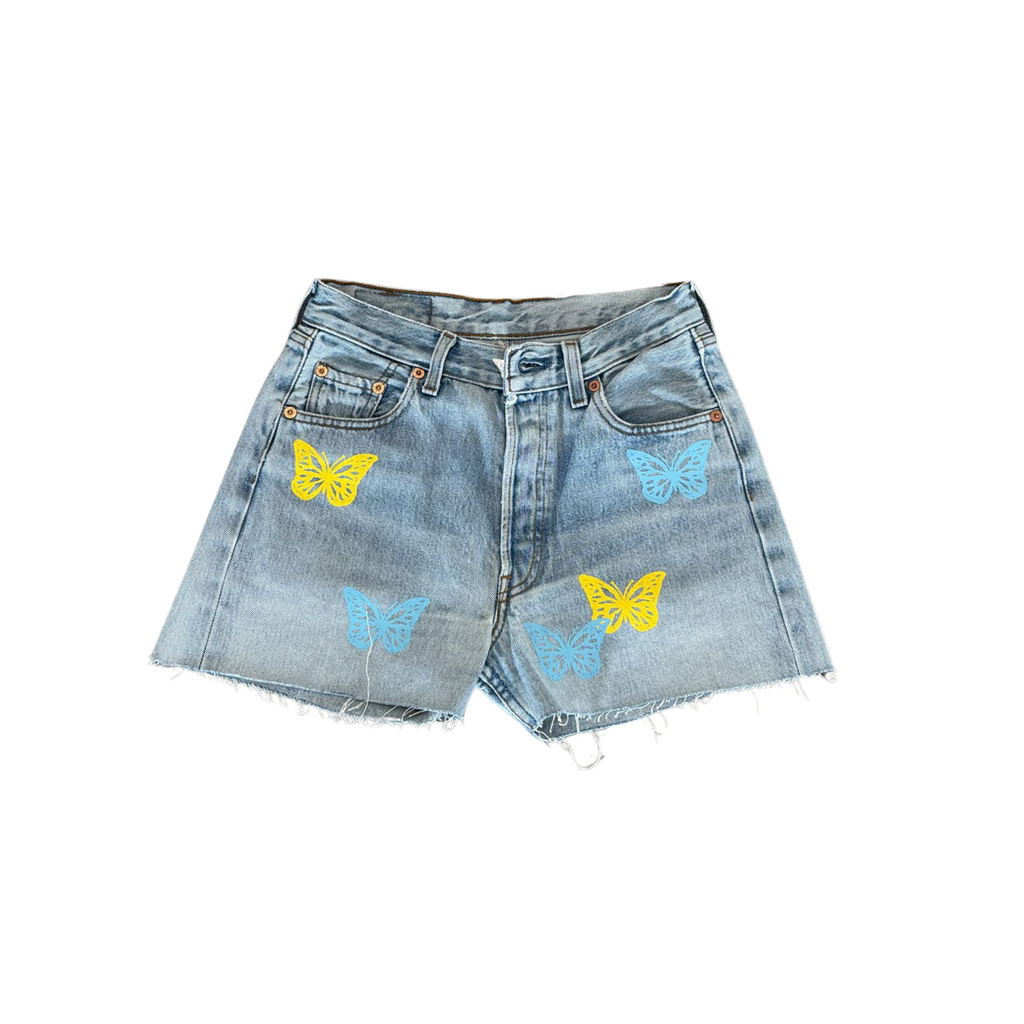 WOMEN - BUTTERFLY DENIM MINI SHORT MULTI COLORS - About Dreams