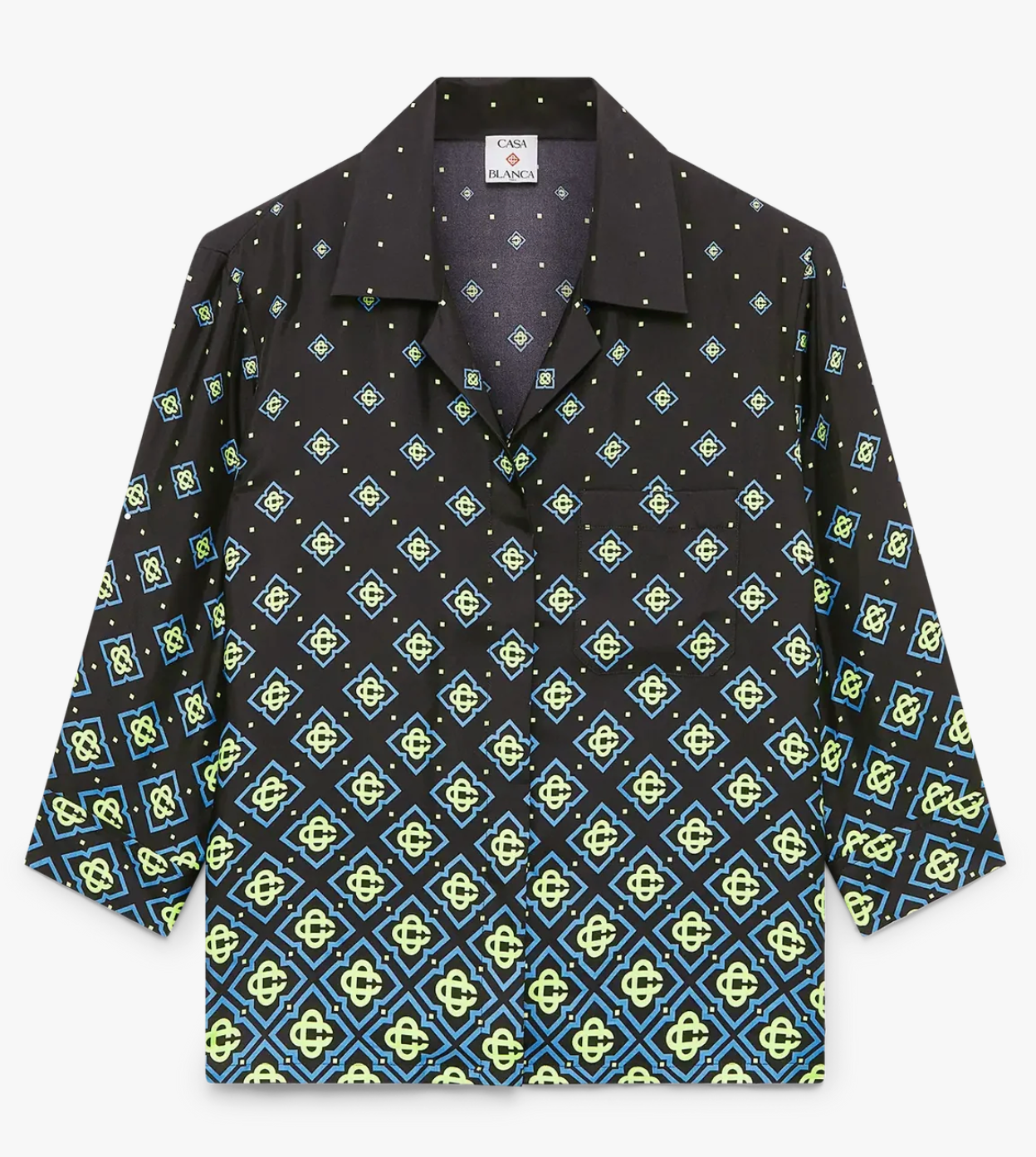WOMEN-Degrade Monogram Long Sleeve Silk Shirt-CASA BLANCA