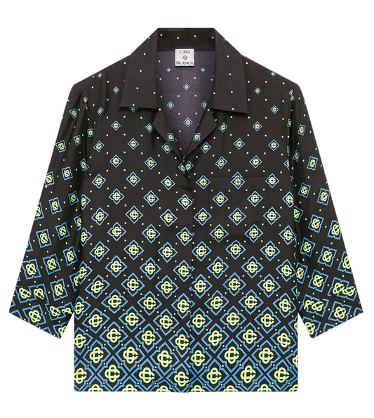 WOMEN-Degrade Monogram Long Sleeve Silk Shirt-CASA BLANCA