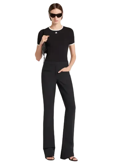 WOMEN - T-SHIRT CONTRASTE SIGNATURE Black - Courrèges