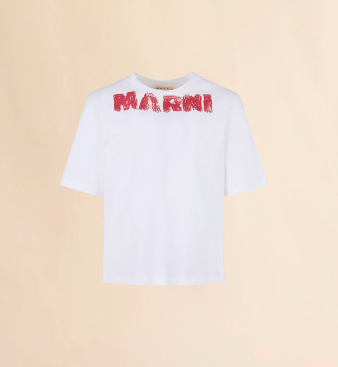 MEN - T-SHIRT WHITE MAXI IMPRIMÉ RED - Marni