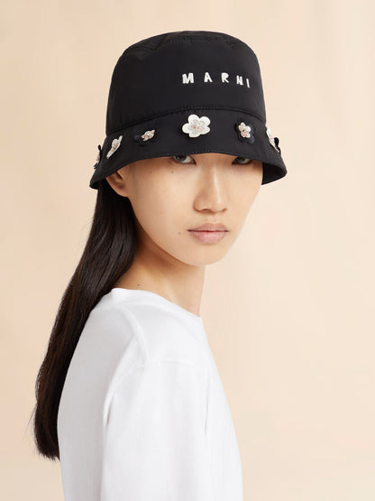 Bob en taffetas noir avec applications florales - Marni
