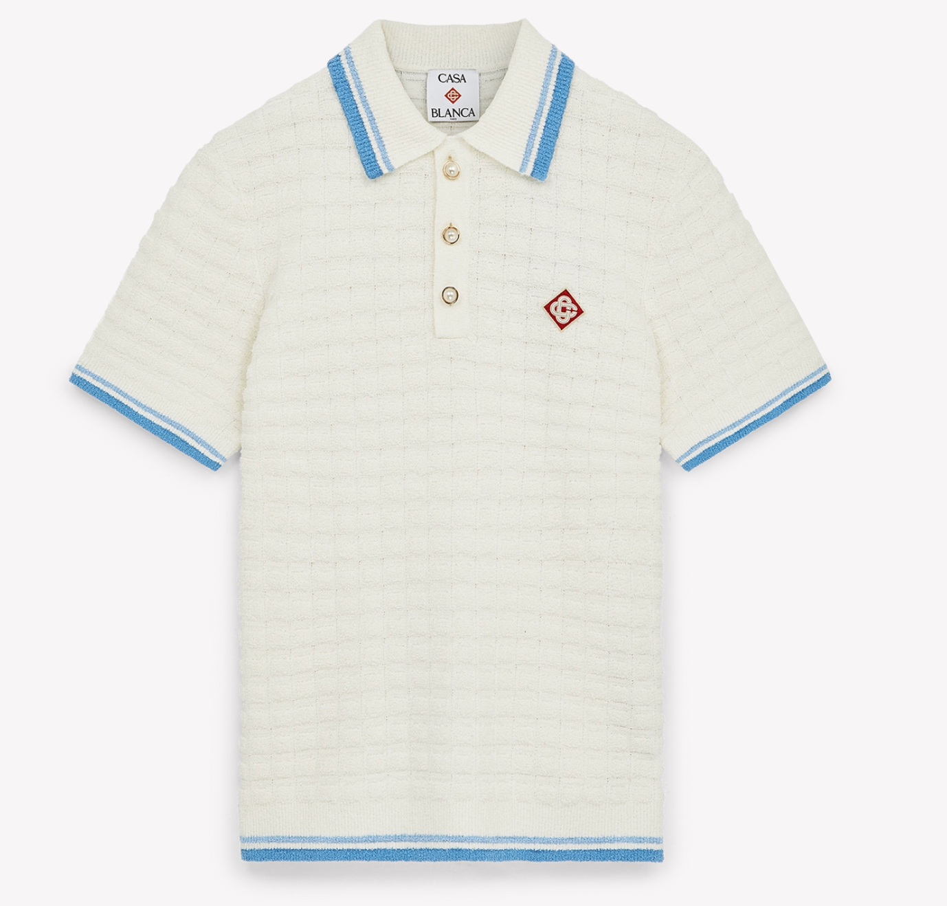 MEN - POLO SHIRT BOUCLE COTON white/bleu