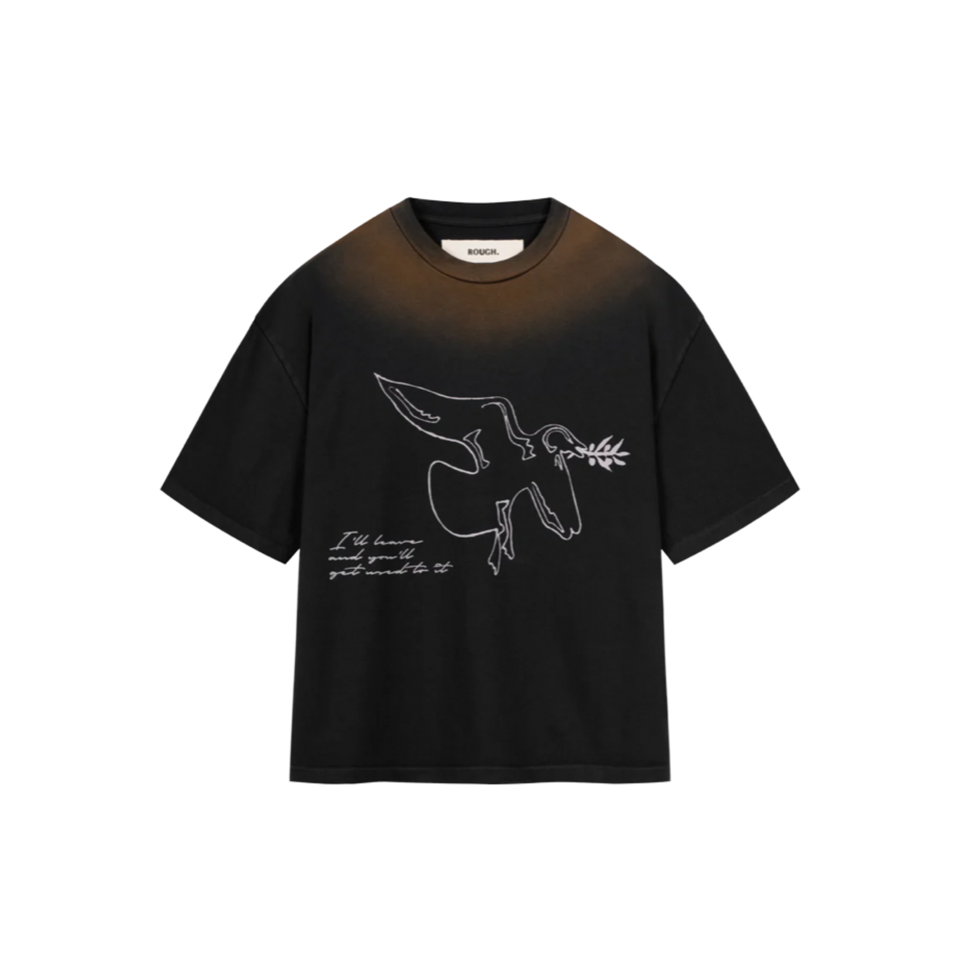 MEN - T-SHIRT BLEACHED BIRD Brown - Rough