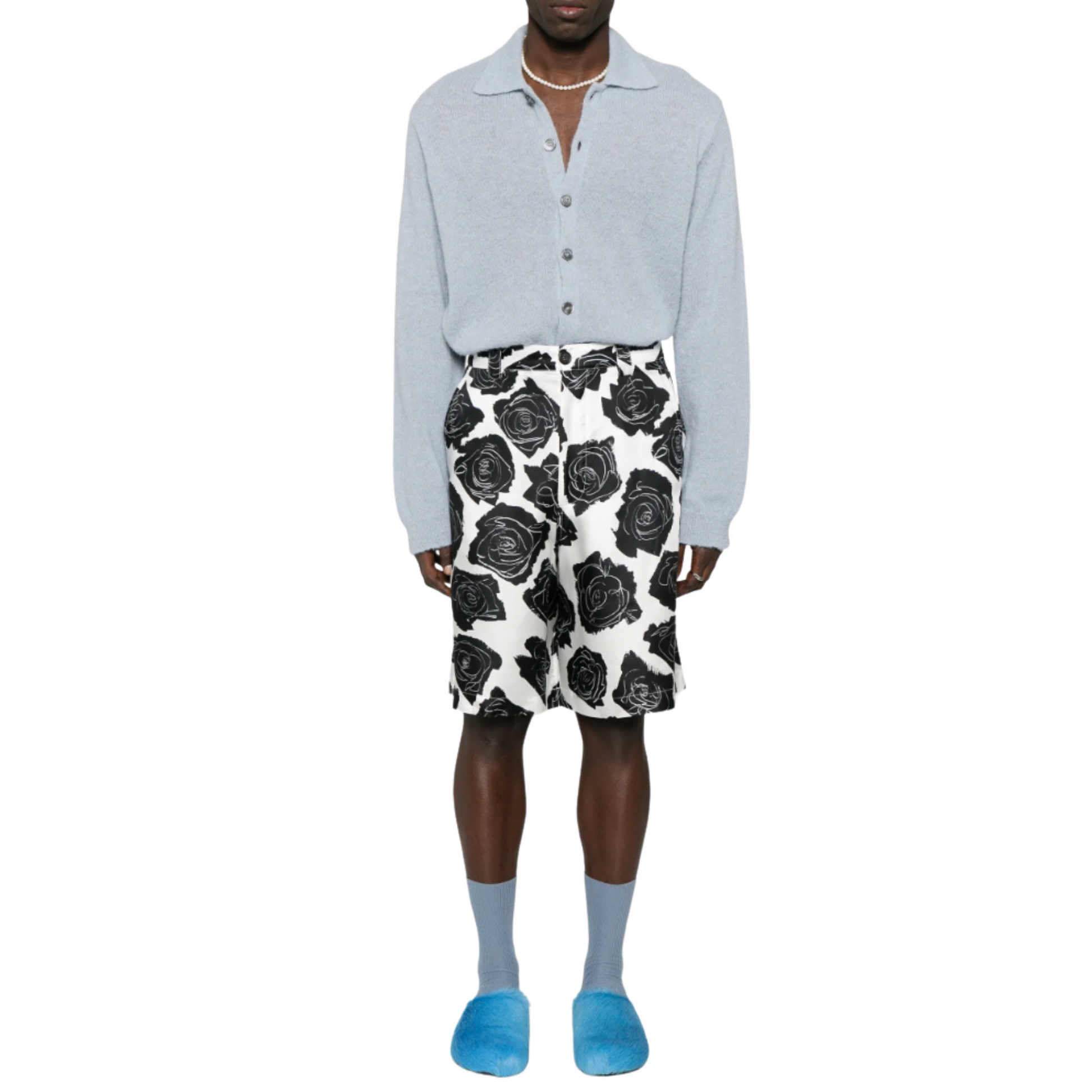 MEN - SHORT LUNA SILK TWILL Black/White - Marni