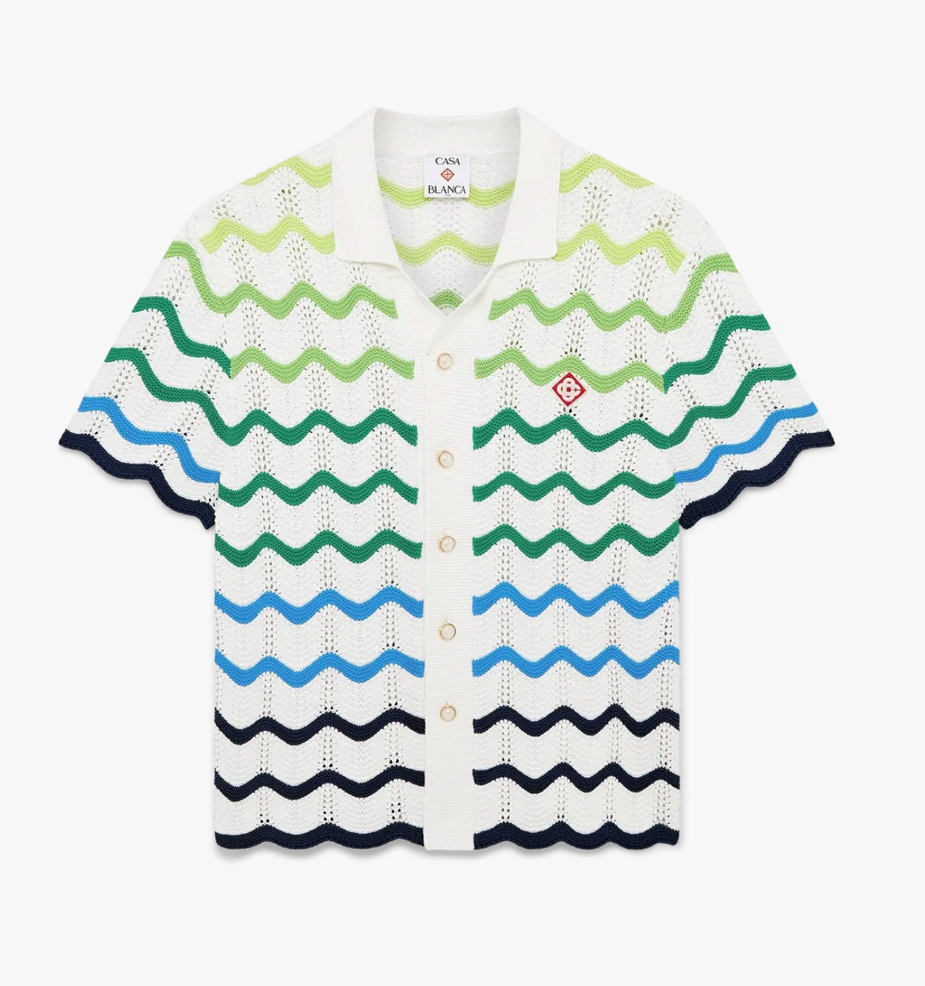 MEN - WAVES KNITTED SHIRT GREEN/MULTI - Casa Blanca