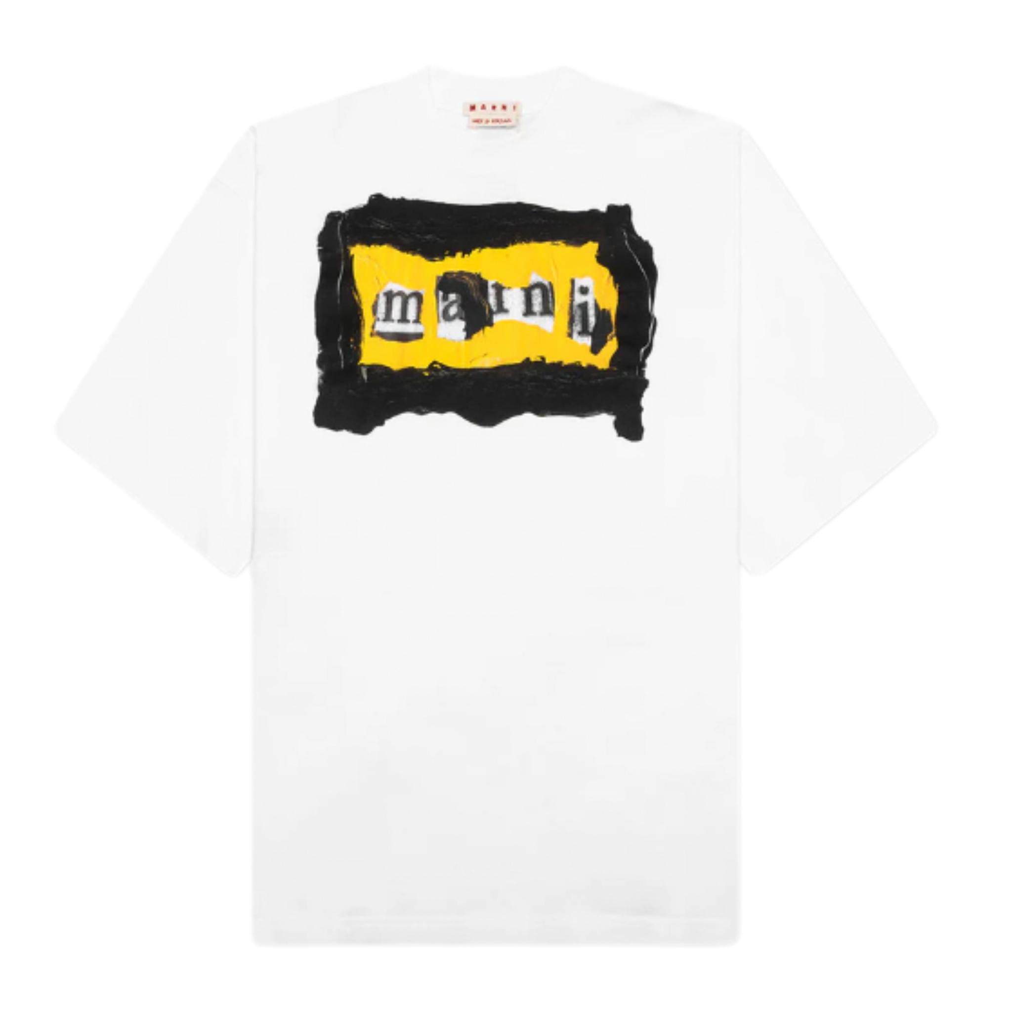 MEN - T-SHIRT PAINTED COLLAGE LOGO Yellow/Black - Marni