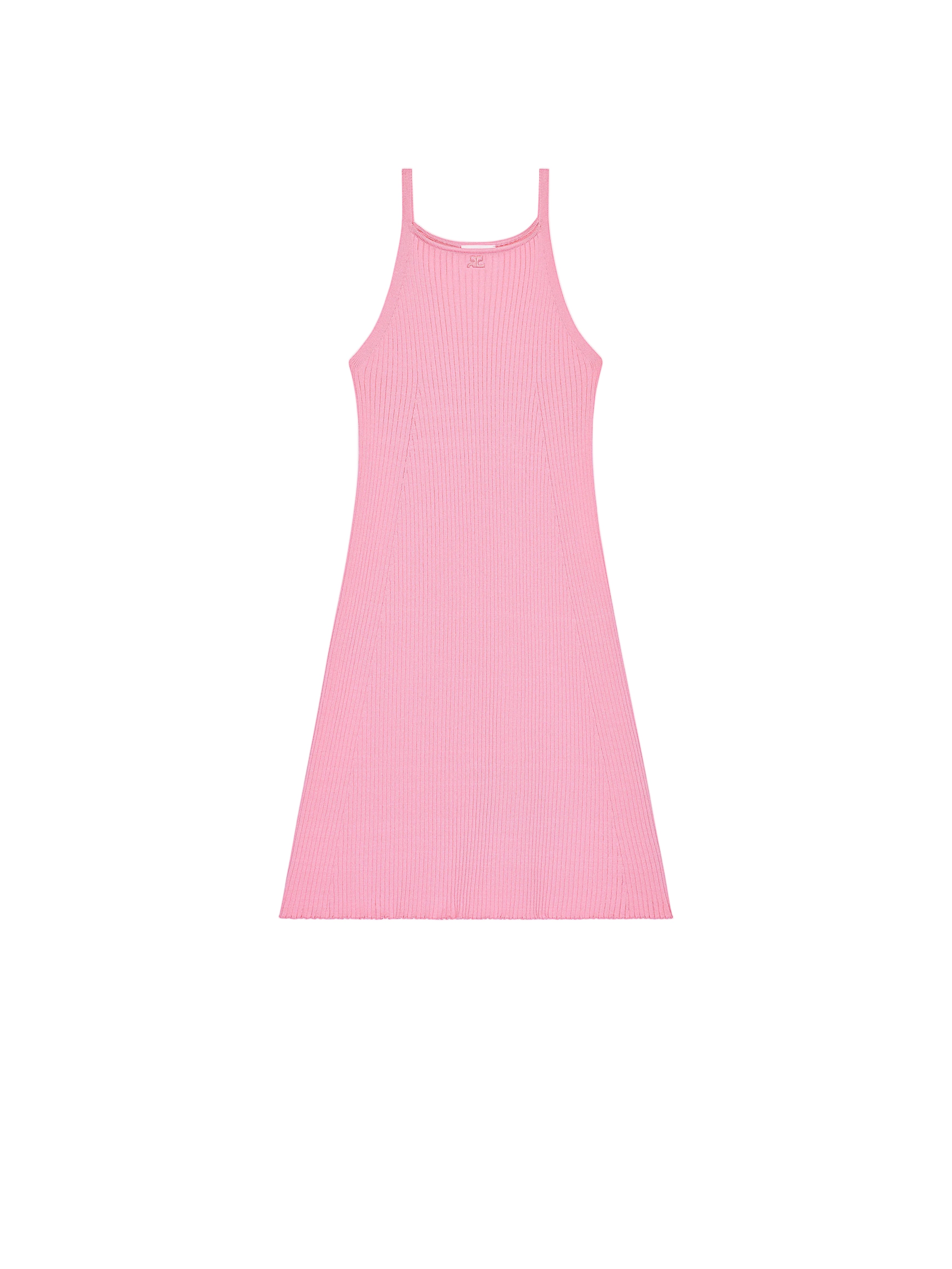 WOMEN - ROBE TRAPÈZE EN MAILLE CÔTELÉE Rose - Courrèges