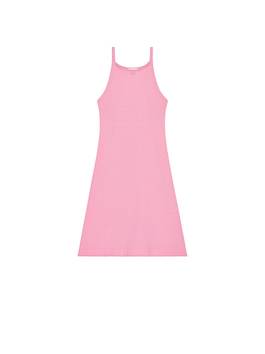 WOMEN - ROBE TRAPÈZE EN MAILLE CÔTELÉE Rose - Courrèges