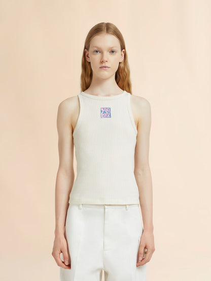 WOMEN - Top en coton crème avec logo Marni Frame - Marni