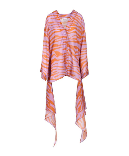 WOMEN - Robe courte portefeuille imprimé zèbre Rose/Orange - The Attico