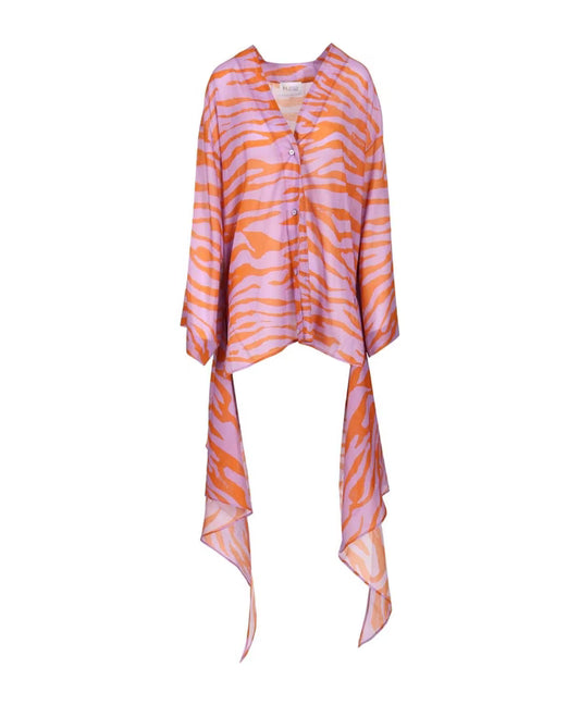 WOMEN - Robe courte portefeuille imprimé zèbre Rose/Orange - The Attico