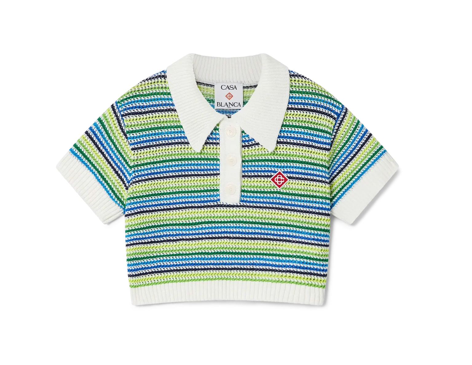KIDS - Mini Girl Top Croché rayé Green - Casa Blanca