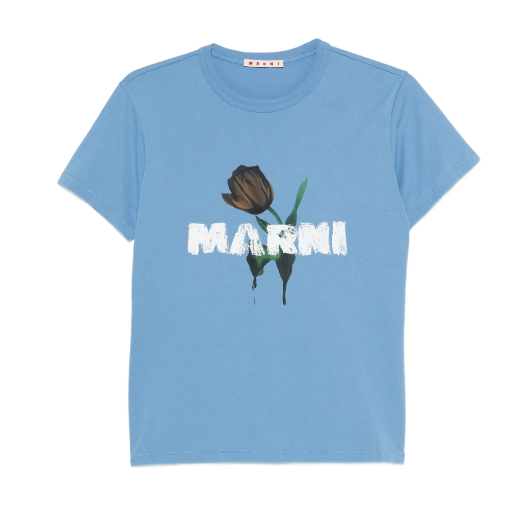 WOMEN - T-SHIRT TULIPE LOGO IRIS BLEU - Marni