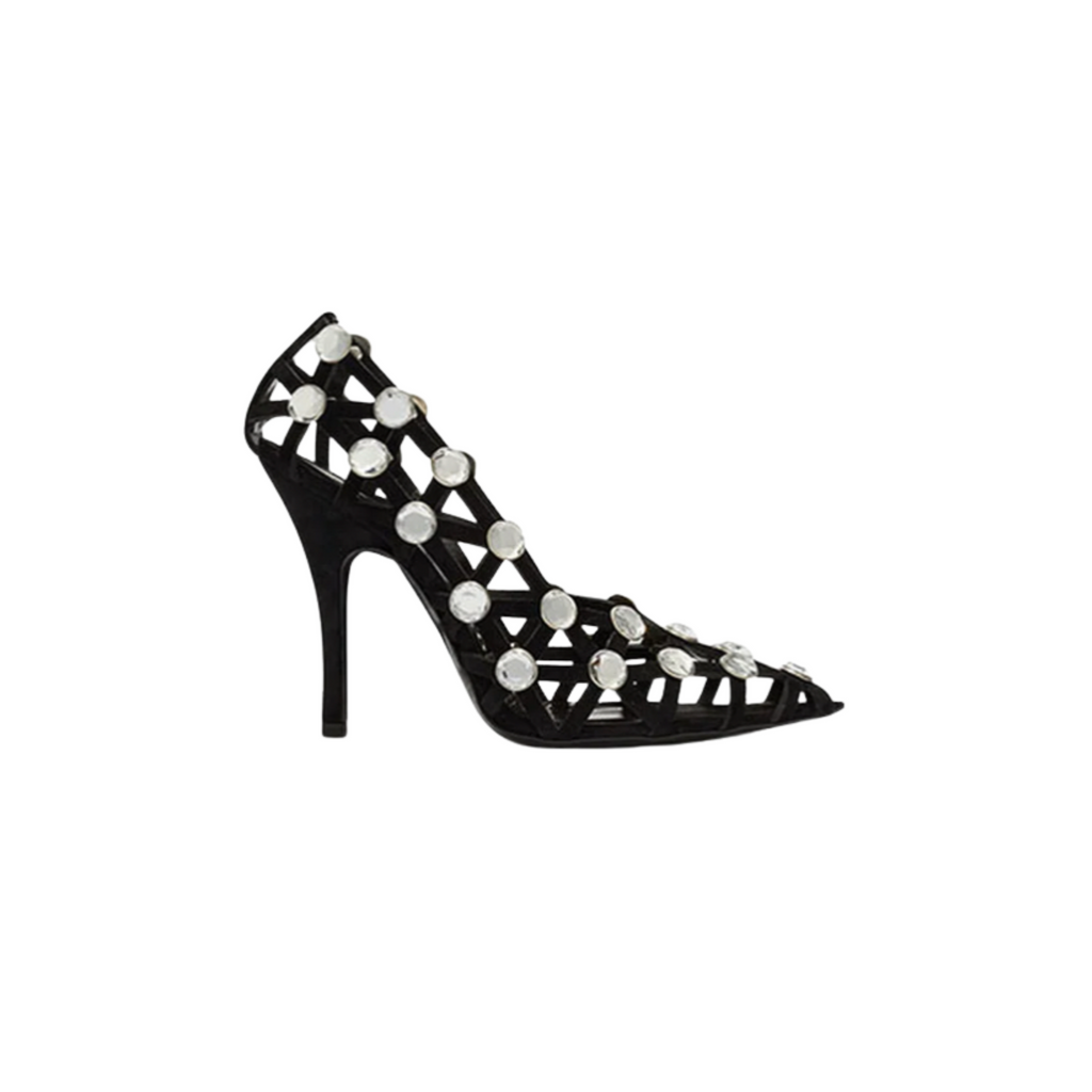 WOMEN - Heels "Grid" Pump  Black/Silver 105mm- The Attico