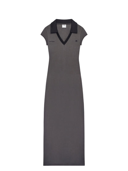 WOMEN - SPORT POLO LONG DRESS BLACK - Courrèges